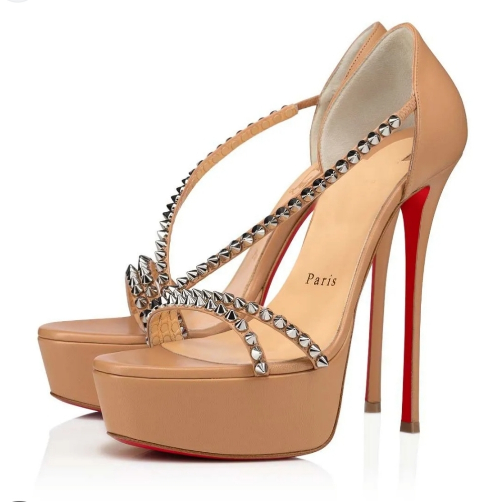 New Christian Louboutin Platform Heels Studded Straps In Size 41